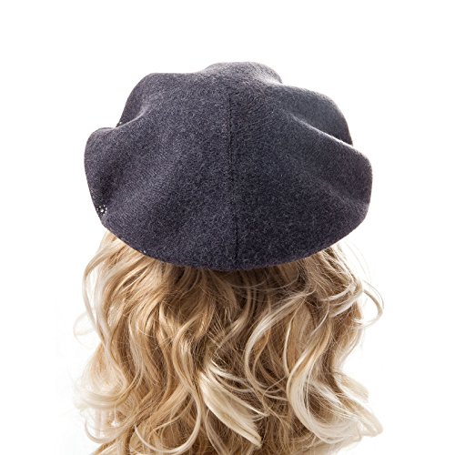 LADYBRO Berret Hat Womens Wool Beret Hats for Women French Barrette Hat Grey 2layer Warm - Thumbnail 7