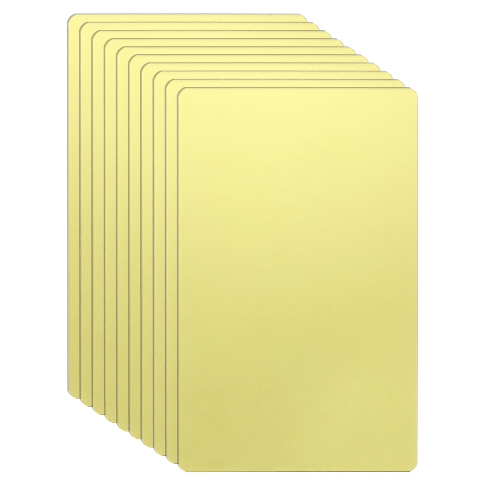 sourcing map 10pcs Metal Business Card 80 x 50 x 0.4mm 201 Stainless Steel Mirror Titanium Engrave Cards Custom Blank CNC Engrave Sheet for House Office DIY Gift Invitations, Gold