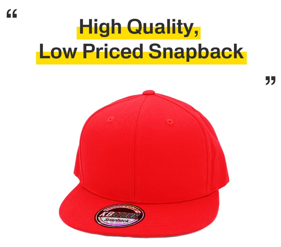 Image of KBETHOS Classic Snapback Hat Blank Cap Underbrim Cotton Wool Blend Flat Visor Adjustable Unisex