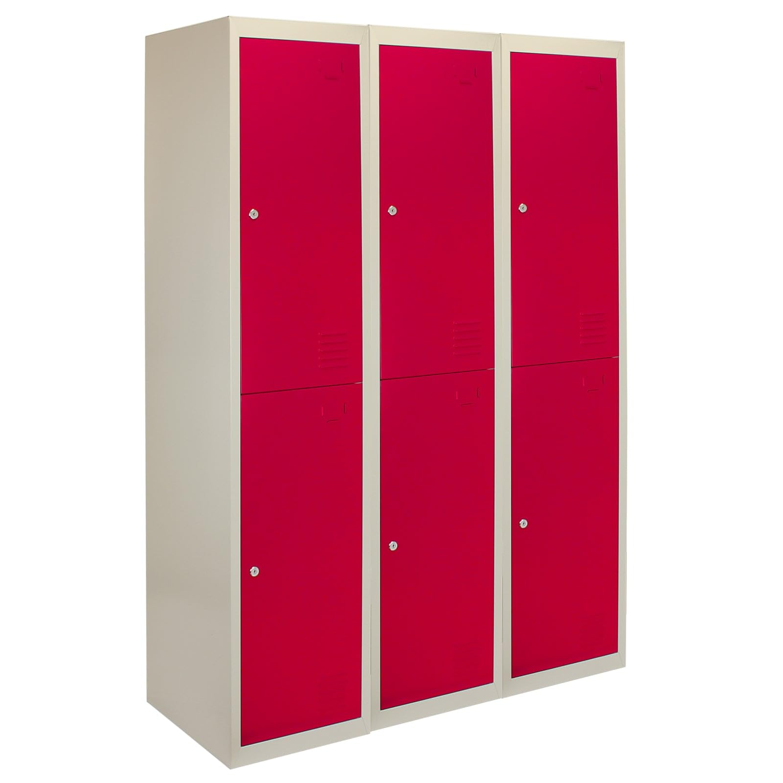 Monster Racking 3 Casiers à 2 Portes en métal, à Plat Rouge & Gris Métal Verrouillable Vestiaire Salle de Sport