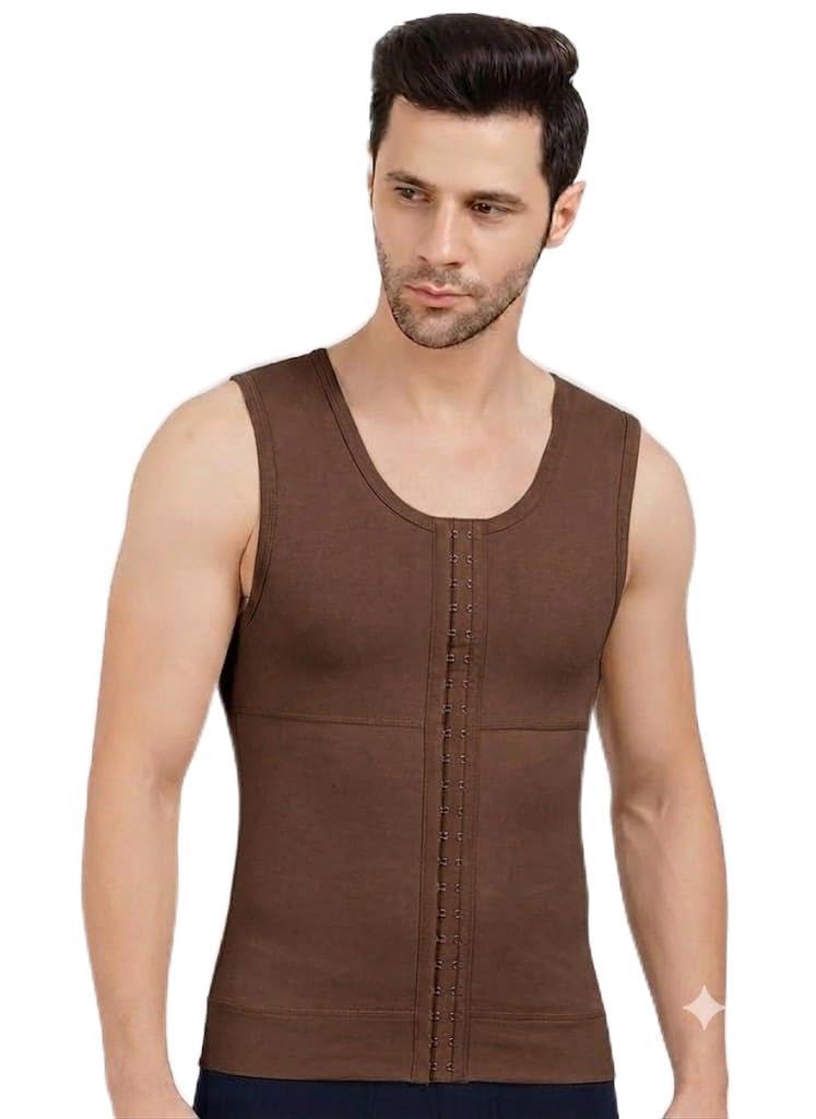 Gynecomastia Compression Full Vest with Front Hook Closure || HIGH COMPRESSION || Tomboy Chest and Abdominal Binder || Chest & Abdomen Support Shapewear-image-23