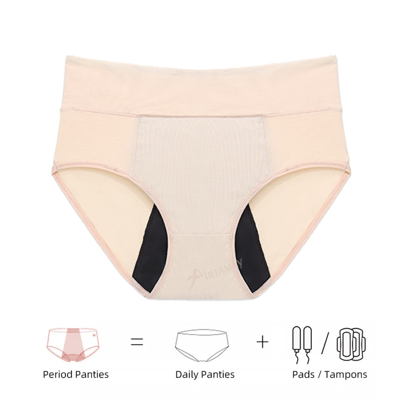 Bragas Mujer Algodon Bragas menstruales de Mujer a Prueba de Fugas absorbentes de Cintura Alta de algodón de 2/4 Uds Bragas menstruales de 4 Capas