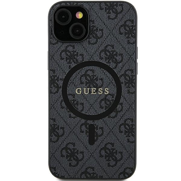 Guess GUHMS24SG4GFRK Coque pour S24 S921 Noir Rigide 4G Collection Leather Metal Logo