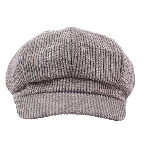 TININNA Damen Cord Mütze Newsboy Beret Cap Winter Schirmmütze Kappe Hut Earflap Kappe Ballonmütze Cover