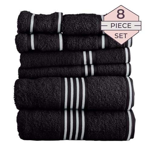 Juego de toallas de baño de 8 piezas de algodón Lavish Home absorbentes 4