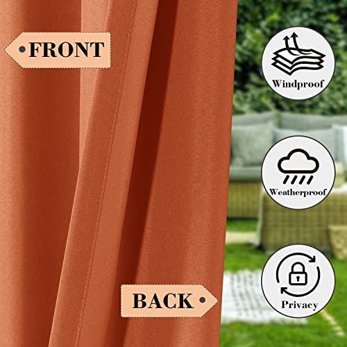 Bonzer Waterproof Outdoor Curtains For Patio Porch Pergola Cabana, Weatherproof Wide Tab Top Outdoor Curtains For Gazebo, Deck, 1 Panel, 100X84 Inch, Orange #TOP3