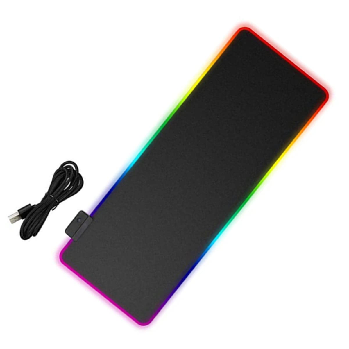 Tappetino per Mouse LED Rgb 800x300 Mm Nero in Gomma | Resistente All’acqua e Sporco, Memoria Spegnimento, Spandex Finitura Luminosa