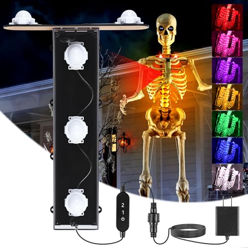Hiboom 12 Ft Skeleton Lighting Kit (Not Included Skeleton), 3 Modes and 7 Colors, USB Powered, Waterproof, Giant Skeletons LED Light for Halloween Yard Large Skeletal Decor