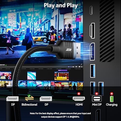 Acer 8K DisplayPort Cable 10FT, DP 1.4 Cable Support 8K@60Hz 4K@240Hz/144Hz - image 7