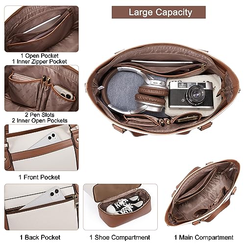 CLUCI Weekender Bag for Women Travel Leather Duffel Bag Carry on Overnight Bag4