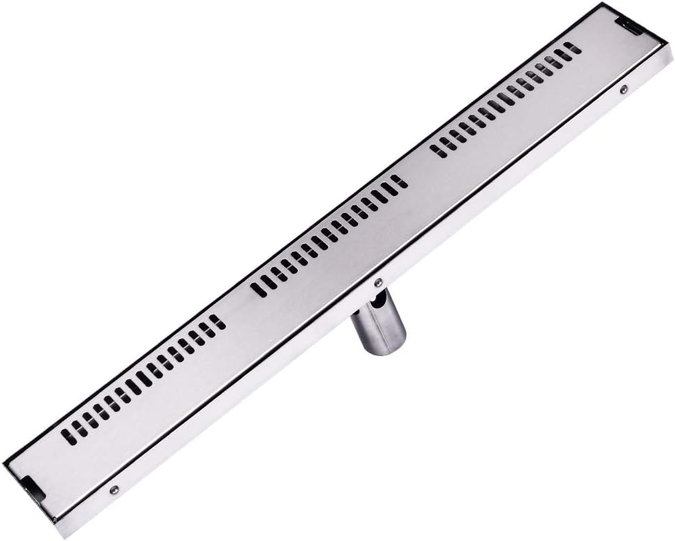KUNGYO Anti-odor Floor Drain - Stainless Steel Linear Shower Drain for Bathroom and Garden, Detachable Anti-clogging Design (24 Inches)