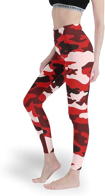 Red Camouflage Leggings Women High 