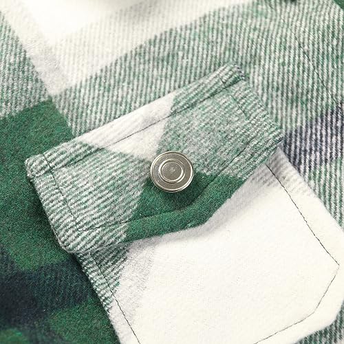 Image of Girls Flannel Plaid Shacket Button Down Long Sleeve Casual Shirt Shackets Fall Jacket Clothes