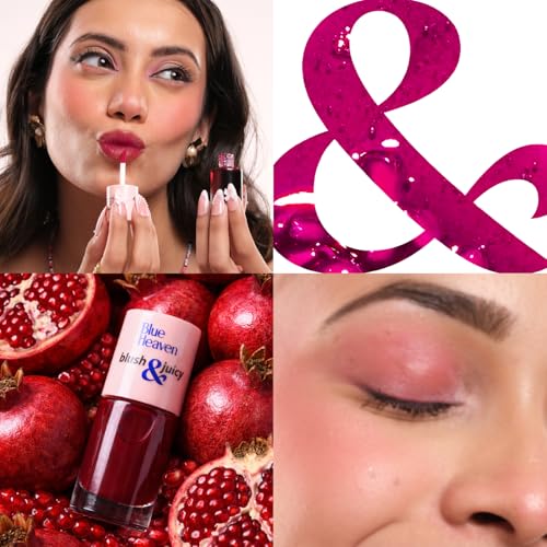 Image of Blue Heaven Blush & Juicy Lip & Cheek Tint Infused with Pomegranate & Strawberry Extract | Multipurpose 3 in 1 Lip Tint | Long Lasting, Water Proof & Hydrating Liquid Blush, Watermelon Juice, 9ml