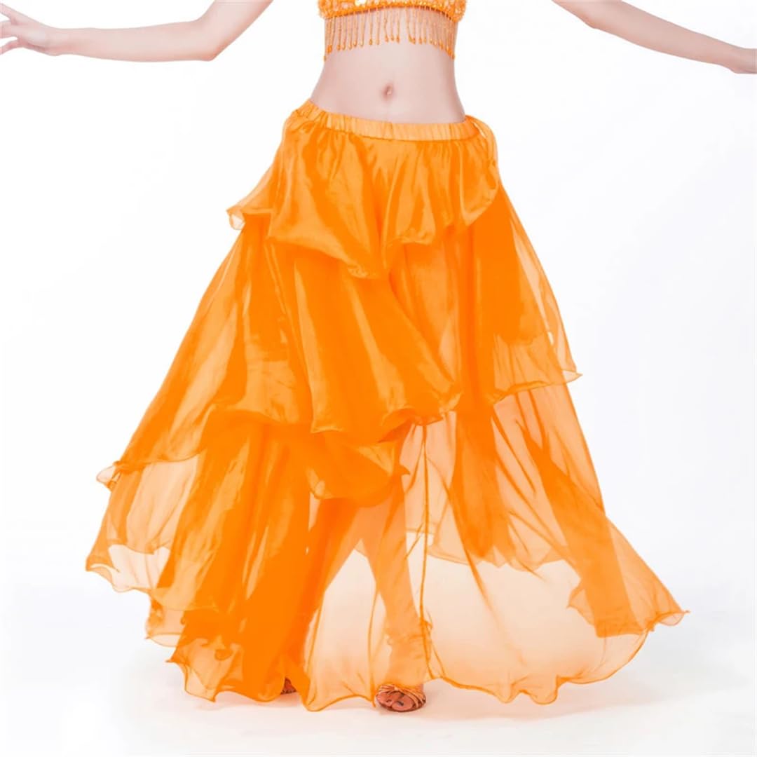 Disimlarl Gonna da donna traspirante a 3 strati in chiffon per lezione di danza del ventre, gonna per costume da ballo