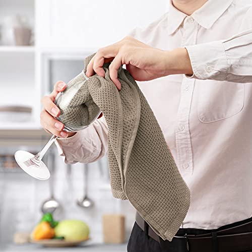 Image of 100% Cotton Kitchen Towels, 4-Pack Waffle Weave Ultra Soft Absorbent Dish Towels Quick Drying Dish Cloths, 18 in x 28 in, Coffee