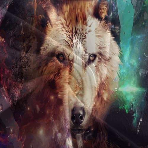 Housse de couette loup néon 3D 200x200cm en microfibre douce avec taies - 8