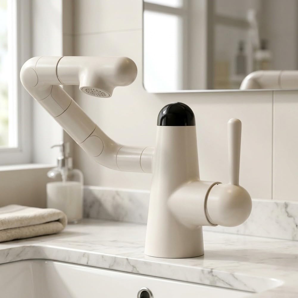 Rubinetto Lavabo Rame Braccio Robotico 360 Gradi(white)
