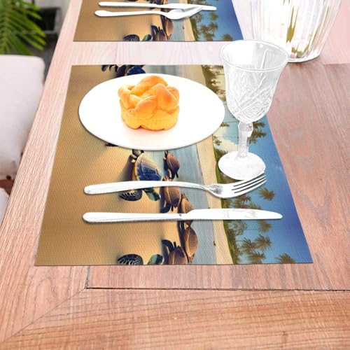 Set de table tortue lot de 6 tissé de haute qualité pour réceptions et tables d'hôtel - 6