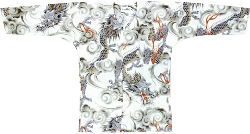 【お祭り用品・衣装】 鯉口シャツ B607 白地に雲龍 LL