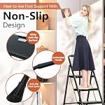 3 Échelle d'étape, RIKADE Tabouret pliant, Taboureau pas avec large pédale antidérapante, Échelle pliante légère, Portable avec poignée, Échassière en acier multi-usage pour les ménages et le bureau