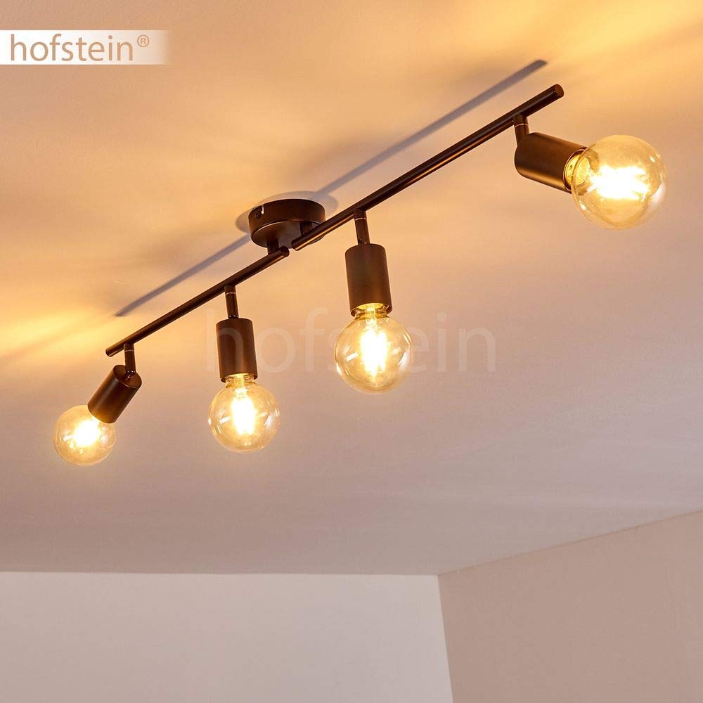 lampada a soffitto Maidford, lampada a soffitto in metallo in nero, a 4 luci, con faretti regolabili, 4 x attacco E27, design retro/vintage spot, senza lampadina/e