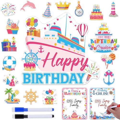 Wxiben 20 Pcs Birthday Cruise Ship Door Magnets Decorations Magnetic