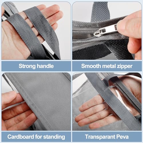 Image of 9 Pieces Storage Organizer for Handbags,3 Sizes Dust Bags for Handbag Storage,Clear Handbag Storage Bag with Zipper and Handles,Dustproof & Moistureproof (Gray)