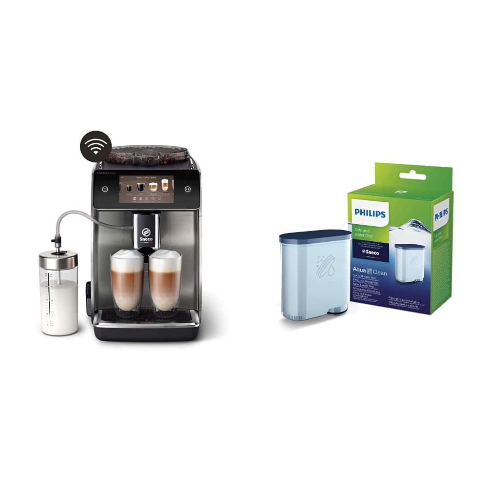 Saeco GranAroma W pełni automatyczny ekspres do kawy (SM6580/10) & Philips AquaClean Antywapienny Filtr Wody do Ekspresów do Kawy – Doskonała Kawa i intensywny Aromat (CA6903/10)