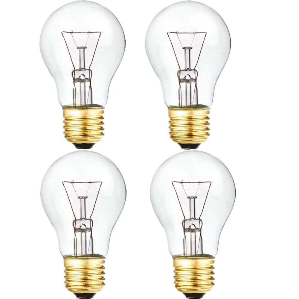 ZGDYUI Oven Light Bulb, 40 Watt Appliance Light Bulb, E26 A15 High Heat Bulbs for Stove Hood, Refrigerator, Microwave, Warm White 2700K, Dimmable (4pack)