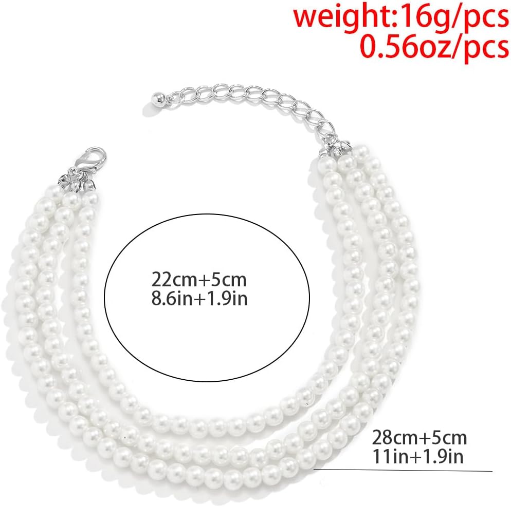 Lightweight Handmade Bohemian Imitation Pearls Adjustable Anklet Bracelet Summer Beach Elegant Dainty Layered Boho Bridal Wedding Foot Jewelry for Women - Image 2