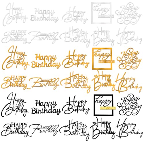 30PCS Happy Birthday Cake Topper Acrylic Cake Toppers for Party Supplies