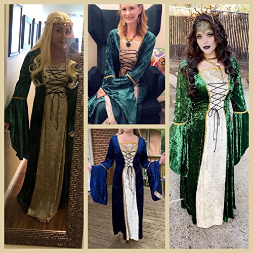 Womens Renaissance Medieval Costume Dress Lace Up Irish Over Long Dresses Cosplay Retro Gown S-5Xl (L, Black) #TOP5