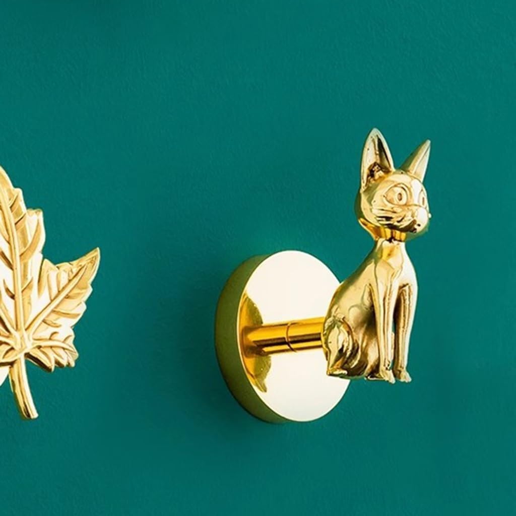 Cat Sculpture Decorative Hook Towel Hook Brass Hook Coat Hat Hooks Wall Hooks Utility Hooks(1 PC), Size