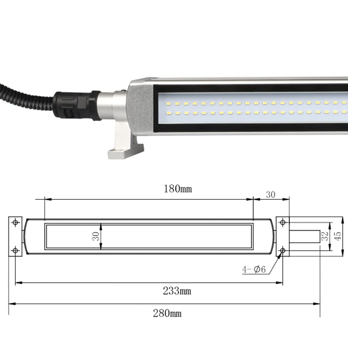 Lampada a Tubo LED per Macchina CNC 6-40w 24V IP68 Lampada a LED antideflagrante/Illuminazione a LED Interna per Macchine industriali(Size:6W)