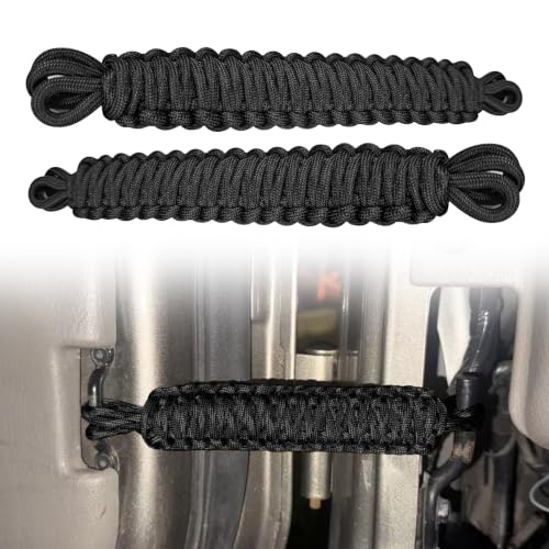 Door Limiting Straps Heavy-Duty Paracord for 1987-2025 Jeep Wrangler CJ YJ TJ JK JL JLU & Gladiator JT 2/4 Door Swing Limiter Check Straps 1000 lbs Strength Black 2Pcs