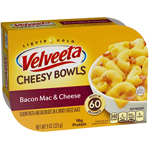 Velveeta Cheesy Bowls Bacon Mac & Cheese With Smoky Cheese Sauce Microwavable Meal (6 Ct Pack, 9 Oz Containers) #TOP3
