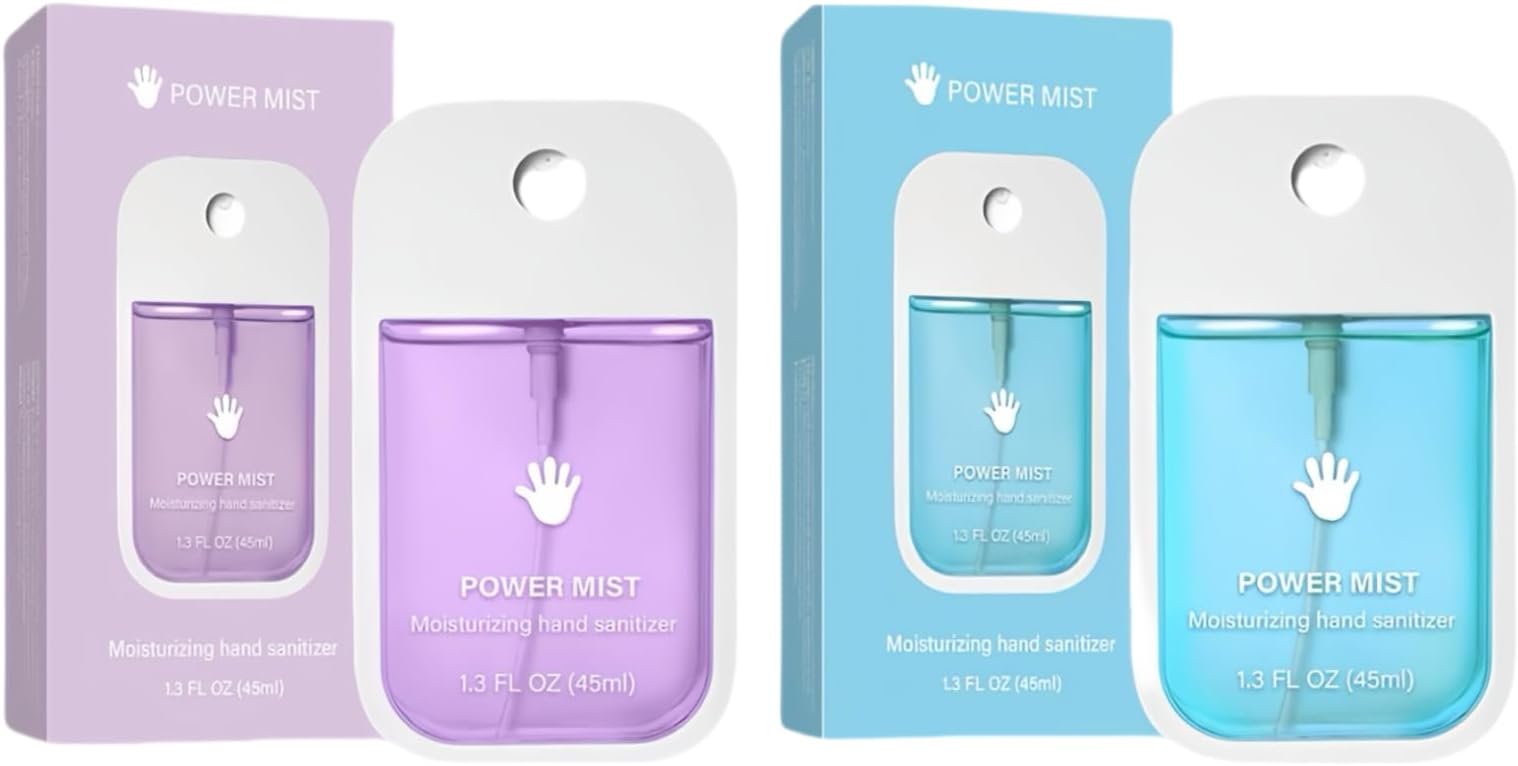 Fangool Power Mist Hand Sanitizer Spray, Portable Power Mist Hydrating Spray for Hand,Travel Size Hand Sanitizer (Blue&Purple)