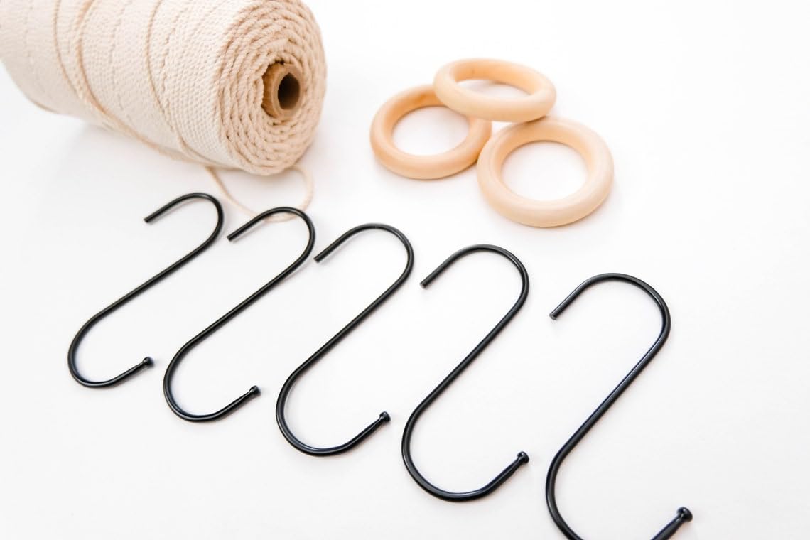 CRAFTYKART 10 S Shaped Hook, Black Coated Plant Hanger Hook, Macrame Supplies & Tools, S Ring, Hanging Macrame Pot Holder Medium/Large Metal Craft Hooks Pack of 10 (B0DCSQY8J8) Amazon Price History, Amazon Price Tracker
