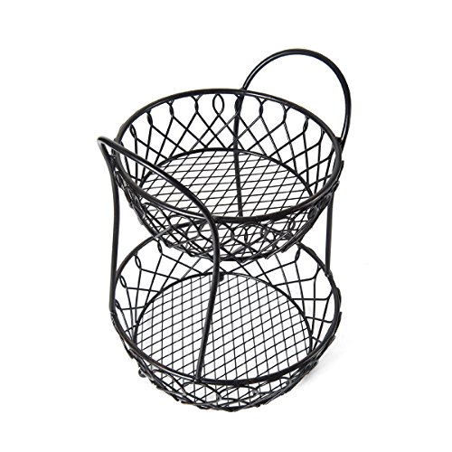 Gourmet Basics By Mikasa Loop And Lattice Wire Basket, Antique Black #TOP3