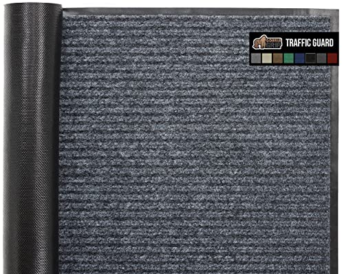 Gorilla Grip Heavy Duty Traffic Guard Doormat, Durable Rubber Backing, Low Profile Indoor Outdoor Door Mat, Stain and Fade Resistant Shoe Scraper, Commercial Welcome Mats for Entry, 29x17, Gray