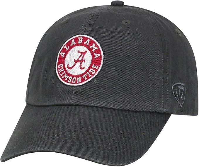Collegiate Charcoal Team Logo Adjustable Hats (US Alpha One Size Alabama Circle Icon)