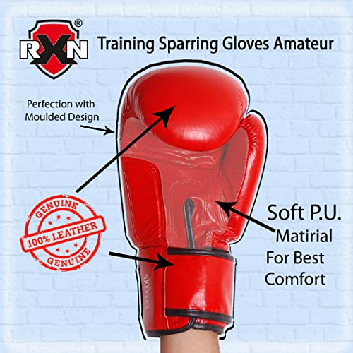 Image of RXN Training Sparring Boxing Gloves for Men & Women | Amateur Boxing Gloves for Training, Sparring & Heavy Bag Work | Multi-Layer Foam Padding | Secure Wrist Support