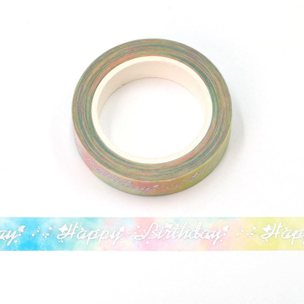 10pcs/Lot Decorative Happy Birthday Silver Foil Washi Tapes Journaling Adhesive Masking Tape
