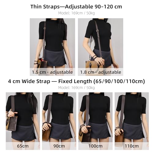 Image of DGAZ Vachetta Leather Adjustable Crossbody Strap for ONTHEGO bag with Gift Box, Handmade DIY purse Strap (0.6 Inch Wide,35.4-47.2 Inch Long; Color Blocking (Thin Strap))