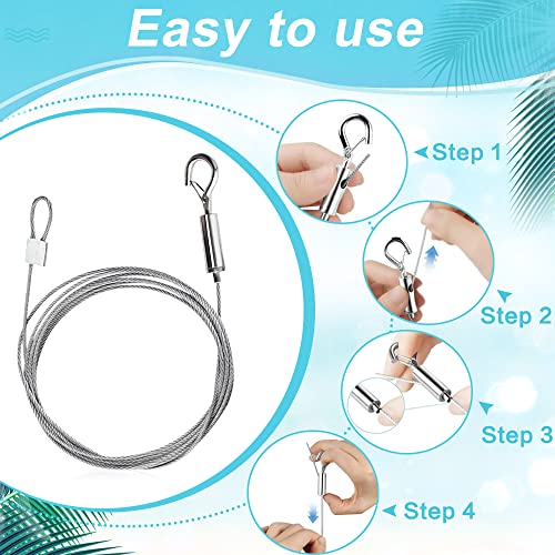 DOUSELLA 4 Stück Edelstahl Draht Seil 1,5mmx2m Edelstahlseil zum Aufhängen Stahlseil mit Schleife Ösen und Haken Edelstahl Spannseil Einstellbar Drahtseil für Gardinen Bilder Lampe, bis 30KG