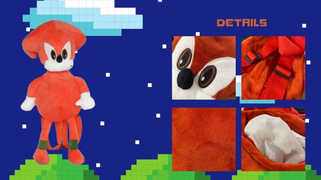 Vicyol S&D Sonic Plush Backpack. Knuckles the Echidna. Cute Plush