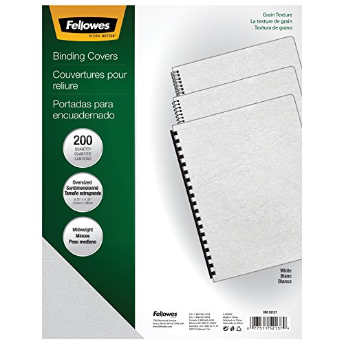 Fellowes Classic Presentation Cover, 11-1/4 Inch X 8-3/4 Inch, 200 Per Pack, White (52137) #TOP1