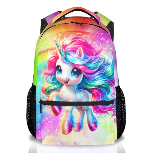 PoshWrap Unicorn Backpack for Girls Kids School Bookbag for Toddler Preschool Kindergarten - 17 Inch Large Capacity Schoolbag with Padded Shoulder Straps