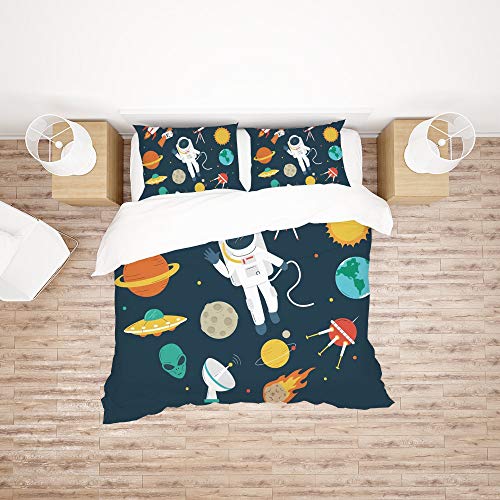 Parure de lit satellite anti-plis en polyester doux housse et taie